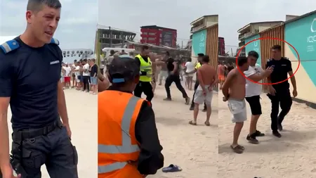Tupeu de jandarm smardoi: Lovește ca în sacul de box și scuipă oamenii care filmează!