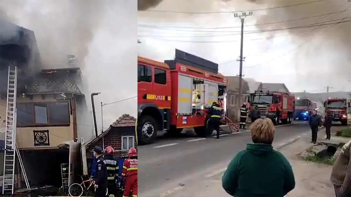 Incendiu la o pensiune din Dâmbovița. Trafic blocat pe DN71
