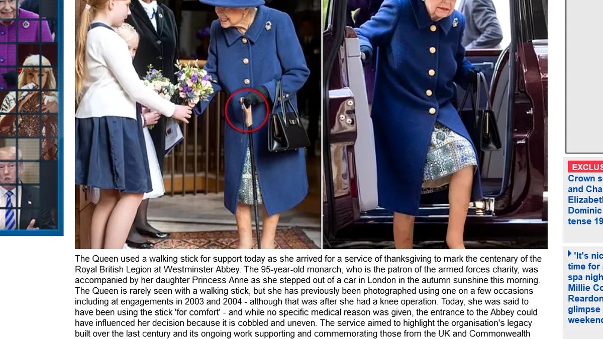 În premieră, regina Elisabeta a folosit un baston în public „pentru comoditate”