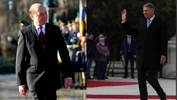 Drapelul sărutat de Băsescu, evitat de Iohannis: două plecări, două simboluri