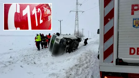 Accident în județul Giurgiu: un microbuz cu 16 pasageri s-a răsturnat pe DN5
