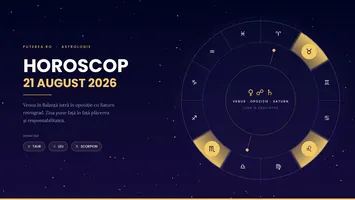 Horoscop 21 august 2026. Zodia care primește bani fără să se aștepte și cea care trebuie să evite conflictele la serviciu