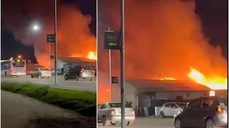 Incendiu violent în Domnești. Șoseaua Tudor Vladimirescu, blocată