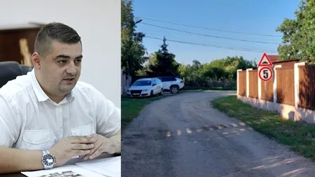 Vicepreședintele CJ Buzău și-a montat limitatoare pe o stradă neasfaltată pentru că îi intra praf în piscină