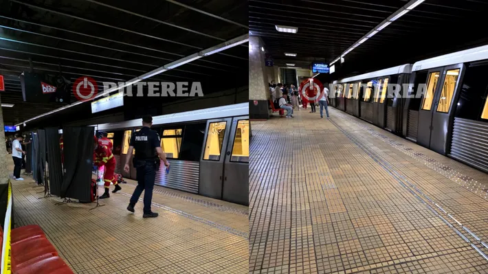 UPDATE. Alertă la Metrou la Ștefan cel Mare. O tânără  a fost extrasă de sub garnitură, circulația trenurilor se reia (VIDEO)
