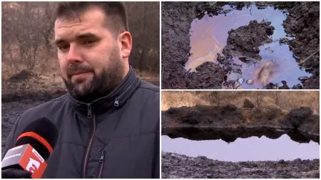 Fenomen uimitor la marginea unui sat din Buzău: Țițeiul iese la suprafață, localnicii vin cu bidoane să-l colecteze