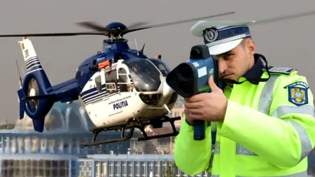 Cum se iau permisele cu japca pe E85! Oamenii accelerează crezând că elicopterul intenționează să aterizeze de urgență pe drum