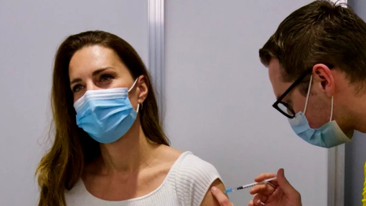 Kate Middleton, soţia prinţului William, a fost vaccinată anti-Covid cu prima doză