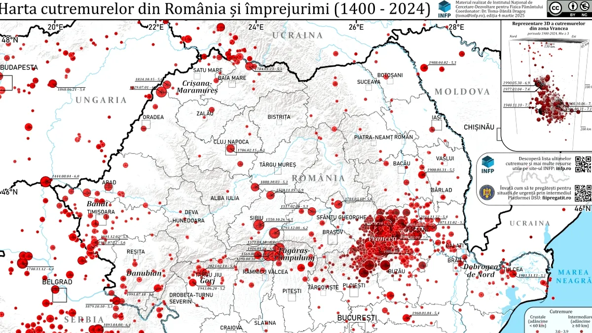 Harta cutremurelor din România, lansată de 4 martie (INCDFP)