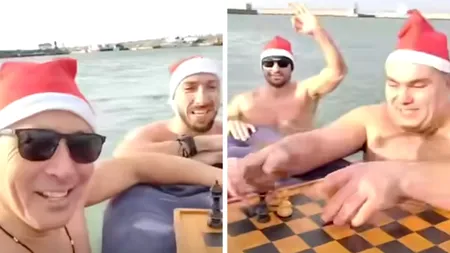 Patru bărbați au jucat șah în apa rece a Mării Negre, în a doua zi de Crăciun (VIDEO)