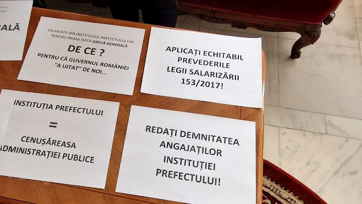 Salariații din prefecturi, în grevă. Sindicaliștii își cer drepturile în stradă. Activitatea este blocată