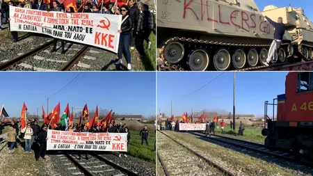 Grecia: Activiști comuniști pro-ruși au oprit un tren NATO încărcat cu echipament destinat Europei de Est
