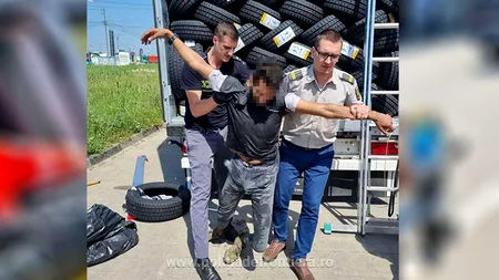 Un tânăr migrant ilegal, găsit fără cunoștință printre anvelope, într-un camion la Vama Giurgiu