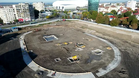 Imagini de pe șantierul primului velodrom indoor care se construiește în România. Va fi o arena multifuncțională