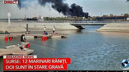 Explozie la granița României! O navă a sărit în aer în apropiere de Sulina