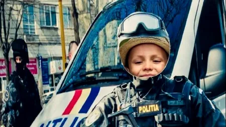 Un copil cu armă, pe Facebook-ul Poliției Române. Deși modificată, fotografia a stârnit valuri de reacții