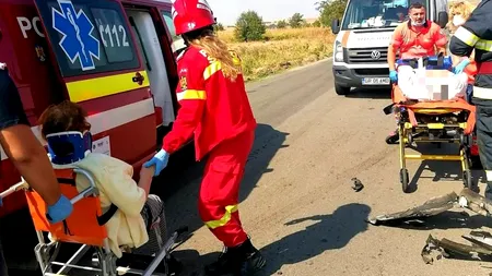Accident cu patru victime pe un drum național din Giurgiu: O bătrână de 92 de ani, descarcerată de pompieri