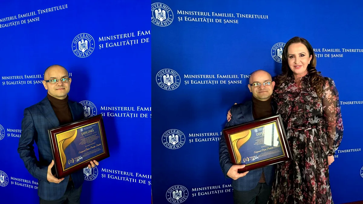Mihai Căldăraru, premiat de ministrul Familiei Natalia Intotero, la Gala Națională a Binelui!