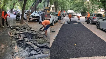 Surpări pe Intrarea Țarcului, în Sectorul 5. Reparații de urgență, carosabilul punea în pericol traficul