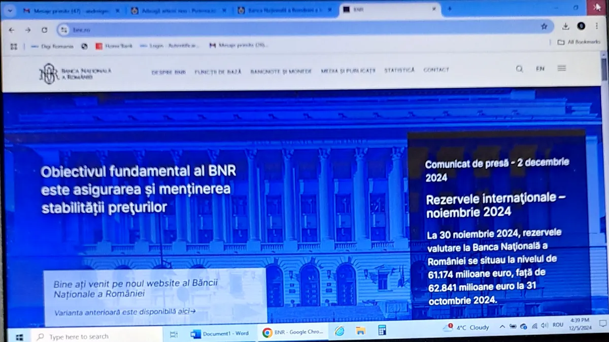 Banca Națională a României a lansat noua sa pagină publică de Internet