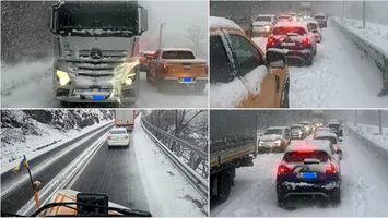 Circulație dificilă pe A1 și DN7 în condiții de ninsoare puternică