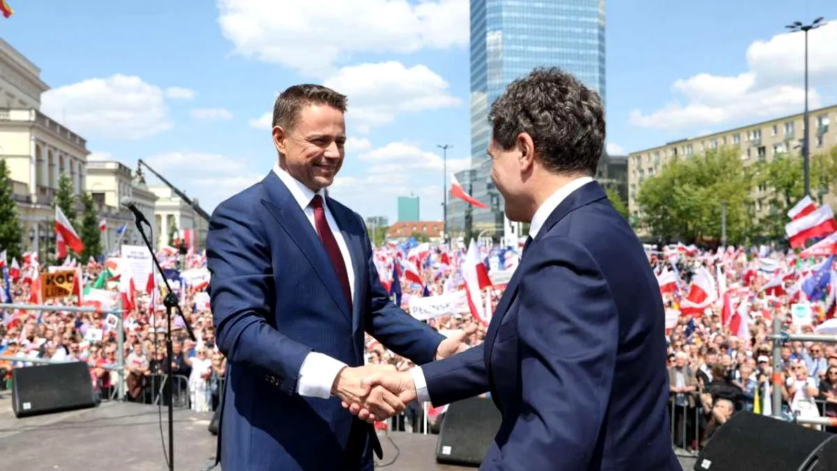 Nicușor Dan, la mitingul de susţinere a primarului Varşoviei, Rafał Trzaskowski, la prezidențiale. Ce le-a transmis polonezilor