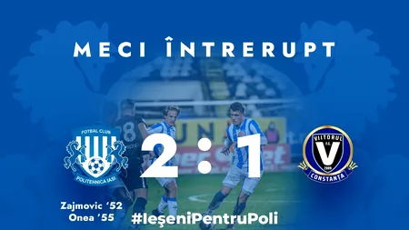 Liga I, etapa a 9-a. Meciul Poli Iași - Viitorul, decis la „masa verde”