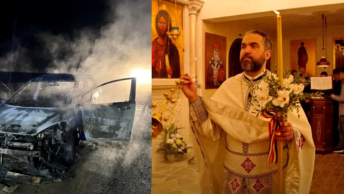 Preotul Ciprian Mega, reținut. Și-ar fi incendiat mașina pentru a crea o diversiune. Există suspiciuni că ar fi fost ”plantat” de Rusia în BOR