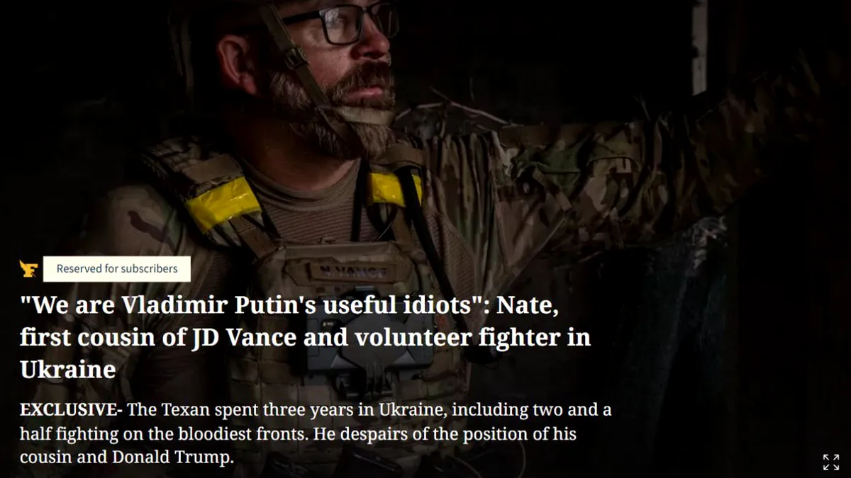 Vărul vicepreședintelui SUA, fost voluntar în Ucraina, face dezvăluiri despre legătura dintre Trump, Vance și Putin