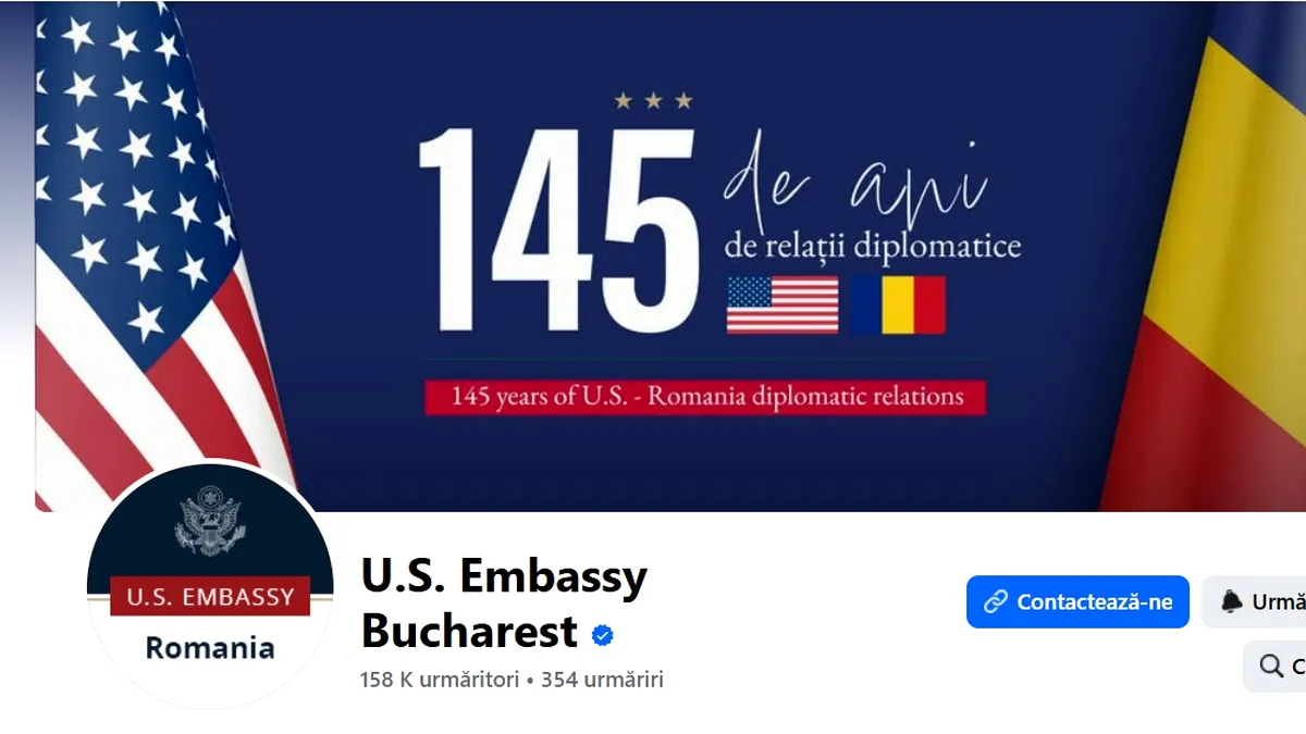 Ambasada SUA la București anunță suspendarea actualizărilor pe Facebook din cauza blocajului bugetar de la Washington