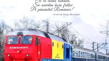 Trenul Unirii sosește cu locomotivă tricoloră