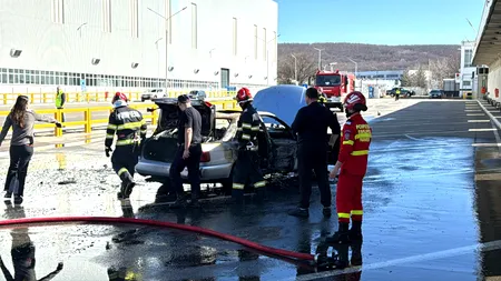 Panică la Dacia: Incendiu în parcarea de la Poarta 7 a uzinei din Mioveni