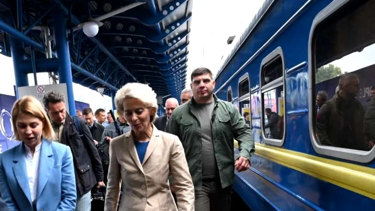 Ucraina: Preşedinta Comisiei Europene a sosit la Kiev, în a treia sa vizită de la începerea războiului