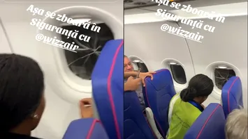 Panică într-un zbor Wizz Air după ce un geam a fost lipit cu „scoch”. Imagini virale