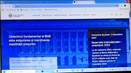 Banca Națională a României a lansat noua sa pagină publică de Internet