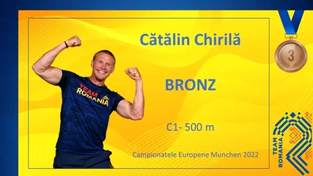 Cătălin Chirilă a câștigat medalia de bronz la canoe-500 metri, la Campionatele Europene de la Munchen (Video)