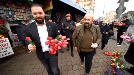 Piedone a împărțit flori și mărțișoare de 1 Martie! Ce mesaj i-au transmis femeile din Sectorul 5