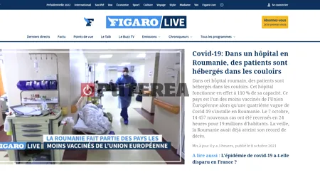 Le Figaro: Reportaj la Institutul ”Matei Balș” , unde sunt pacienți cu Covid care primesc tratamentul pe holuri