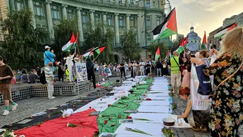 Protest împotriva genocidului din Gaza, în Piața Universității