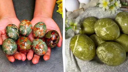 Ouă verzi de Paște, vopsite bio: două metode ingenioase cu turmeric și hibiscus
