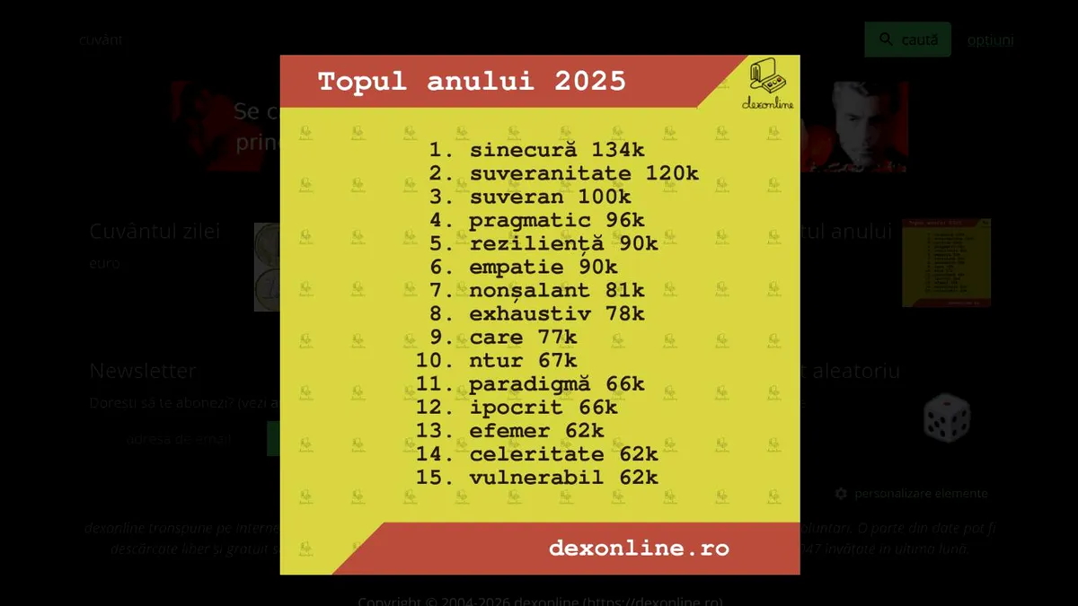 Ce cuvinte i-au pus pe gânduri pe români. „Sinecură” domină 2025