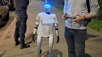 Un robot la mitingul din Piața Victoriei (VIDEO)