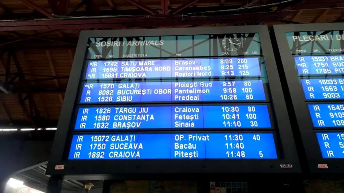Întârzieri de sute de minute la trenurile din Gara de Nord. Cablurile de semnalizare au fost tăiate
