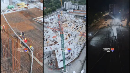 Imagini cu primul velodrom indoor care se construiește în România. S-a turnat planșeul peste subsol. Când va fi gata (VIDEO)
