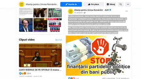 AUR protestează împotriva subvenției pentru partide dar o încasează. Câte milioane a primit de la buget
