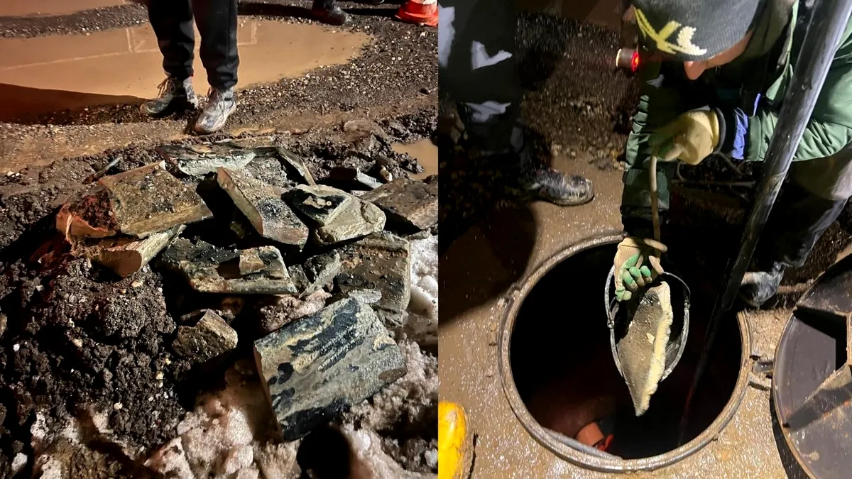 Apă Ilfov, intervenție de urgență în Dobroești după ce canalizarea a fost înfundată cu materiale de construcții