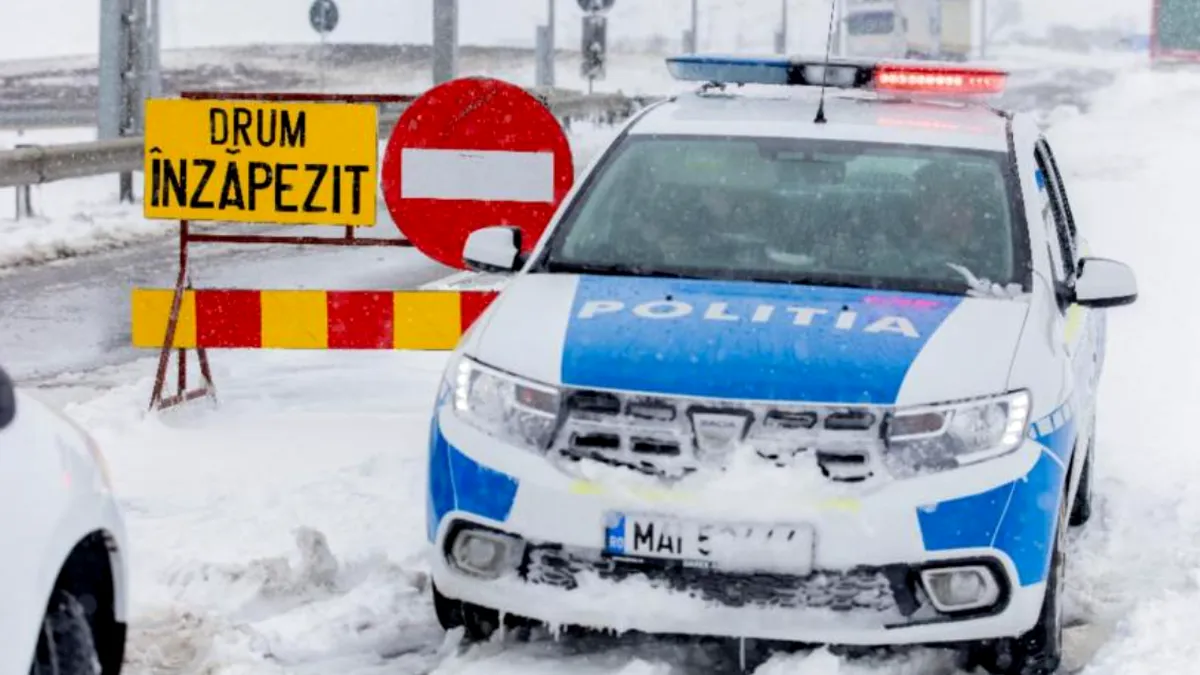 România, paralizată de ninsoare: A1, A3, A7 și A0 închise pe tronsoane. Ce alte drumuri sunt blocate