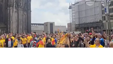 Fanii tricolorilor au invadat Germania. Au cântat imnul României și au dansat pe Ciuleandra la Köln. Video