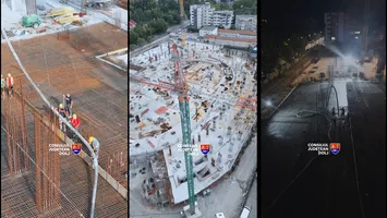 Imagini cu primul velodrom indoor care se construiește în România. S-a turnat planșeul peste subsol. Când va fi gata (VIDEO)