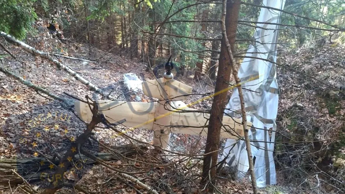 Drona misterioasă căzută într-o zonă împădurită din județul Argeș ridică multe semne de întrebare. Ce spune Sindicatul Europol